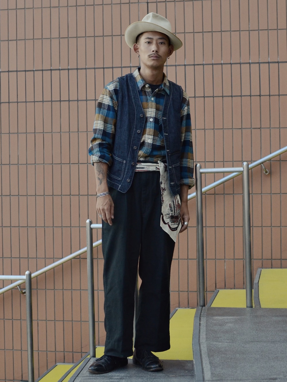 schott ウォバッシュ ベスト ワークベスト 紺白 L kihara｜schottのベストを使ったコーディネート - WEAR