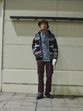 「アイテム（カーディガン/ボレロ）」を使った、Renさん（メンズ・176cm・20代）の冬コーディネート