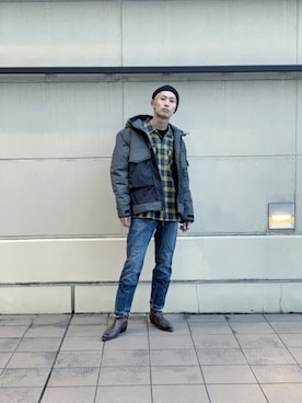 「アイテム（ミリタリージャケット）」を使った、Renさん（メンズ・176cm・20代）の冬コーディネート