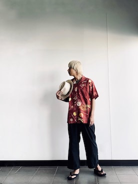 「schott（ショット）のSchott/ショット/HAWAIIAN SHIRT PLANET/ハワイアンシャツ プラネット（シャツ/ブラウス）」を使った、Renさん（メンズ・176cm）の春コーディネート