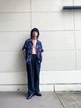 「schott（ショット）のSchott/ショット/HAWAIIAN SHIRT PLANET/ハワイアンシャツ プラネット（シャツ/ブラウス）」を使った、Renさん（メンズ・176cm）の夏コーディネート