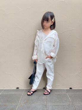 「SESTO（セスト）の【SESTOキッズ】ママとお揃い。華奢ストラップフラットサンダル（サンダル）」を使った、sora   さん（キッズ・110cm）の夏コーディネート