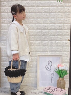 「アイテム（かごバッグ）」を使った、sora   さん（キッズ・110cm）の春コーディネート