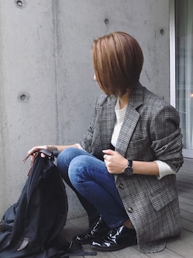 「FREAK'S STORE（フリークスストア）のFREDRIK PACKERS/フレドリックパッカーズ 別注500D DAY PACK （バックパック/リュック）」を使った、manaさん（レディース・156cm）の秋コーディネート