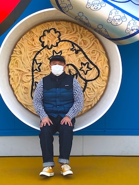 「チャックテイラー」｜「アイテム（ダウンベスト）」を使った、たくわんさん（メンズ・169cm）の冬コーディネート
