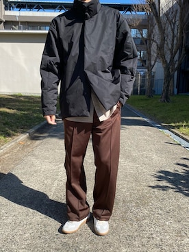 「チョコ色に染まれ」｜「アイテム（ナイロンジャケット）」を使った、しゅうさん（メンズ・177cm）の冬コーディネート
