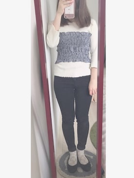 「アイテム（チューブトップ）」を使った、Orangeさん（レディース・147cm）の夏コーディネート