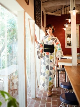 「アイテム（浴衣）」を使った、YUKIさん（レディース・162cm）の夏コーディネート