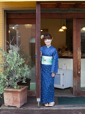 「アイテム（浴衣）」を使った、YUKIさん（レディース・162cm）の夏コーディネート