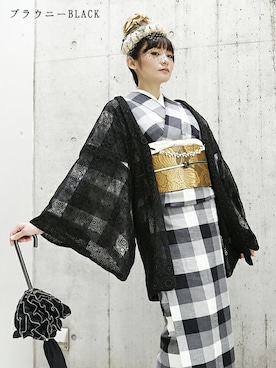 「アイテム（浴衣、ブラック系）」を使った、YUKIさん（レディース・158cm）の夏コーディネート
