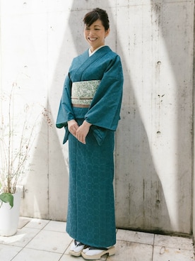 「KIMONO MODERN（キモノモダン）のアイテム（浴衣）」を使った、YUKIさん（レディース・158cm）の秋コーディネート
