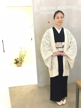 「KIMONO MODERN（キモノモダン）のアイテム（浴衣）」を使った、YUKIさん（レディース・168cm）の冬コーディネート