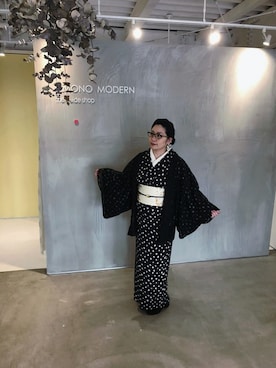 「KIMONO MODERN（キモノモダン）のアイテム（浴衣）」を使った、YUKIさん（レディース・162cm）の冬コーディネート