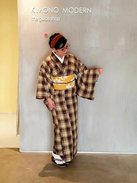「KIMONO MODERN（キモノモダン）のアイテム（浴衣）」を使った、YUKIさん（レディース・162cm）の冬コーディネート