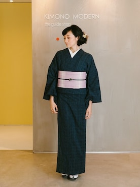 「KIMONO MODERN（キモノモダン）のアイテム（浴衣）」を使った、YUKIさん（レディース・165cm）の春コーディネート