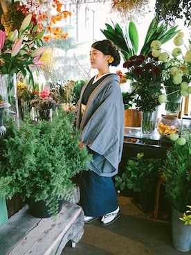 「KIMONO MODERN（キモノモダン）のアイテム（その他アウター）」を使った、YUKIさん（レディース・162cm）の秋コーディネート