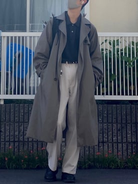 「kutir（クティール）のアイテム（トレンチコート）」を使った、すぎさん（メンズ・173cm）の春コーディネート
