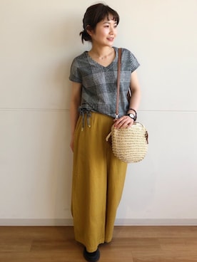 「ギンガムチェックシャツ」｜arnold palmer timeless スタッフさん（レディース・152cm）の夏コーディネート