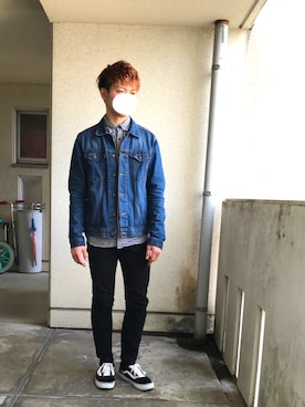 「SPINNS（スピンズ）のアイテム（デニムジャケット）」を使った、海さん（メンズ・174cm）の冬コーディネート