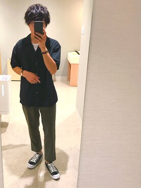 「HANES（ヘインズ）の【OUTLET STORE PRICE】【Hanes/ヘインズ】ジャパンフィット JAPAN FIT 【2枚組】クルーネックTシャツ（Tシャツ/カットソー）」を使った、海さん（メンズ・175cm）の夏コーディネート