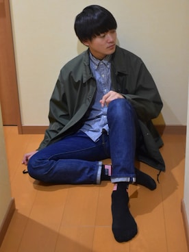 「シンプルおしゃれが好き」｜「アイテム（ナイロンジャケット）」を使った、海さん（メンズ・175cm）の秋コーディネート