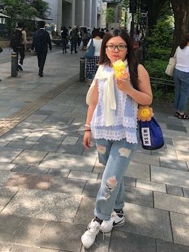 「blue」｜「アイテム（その他アウター）」を使った、Vinitasaki86さん（レディース・157cm）の春コーディネート