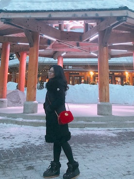 「MONCLER（モンクレール）のアイテム（ダッフルコート）」を使った、Vinitasaki86さん（レディース・157cm）の冬コーディネート