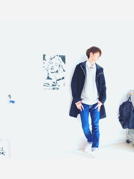 「BEAMS」｜「アイテム（ネクタイ）」を使った、kaze.🍃さん（メンズ・178cm）の冬コーディネート
