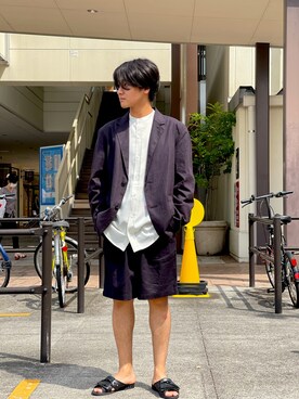 「ショーツ」｜「アイテム（その他アウター）」を使った、mizukiさん（メンズ・170cm）の春コーディネート