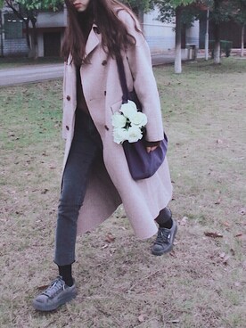 「flower」｜「アイテム（ダッフルコート）」を使った、apanniさん（レディース・170cm）の冬コーディネート
