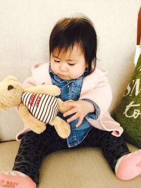 「babyGAP（babyGAP）のアイテム（シャツ/ブラウス、ブルー系）」を使った、Hannah｡.:*♡Sophiaさん（キッズ）の春コーディネート
