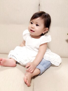 「フリンジデニム」｜「アイテム（その他）」を使った、Hannah｡.:*♡Sophiaさん（キッズ・61cm）の夏コーディネート