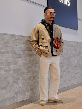 「アイテム（ボディバッグ/ウエストポーチ）」を使った、増田さん（メンズ・170cm）の秋コーディネート