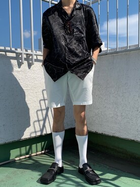 「MARTINE ROSE（マーティンローズ）のアイテム（その他シューズ）」を使った、Kosei Yutakaさん（メンズ・171cm）の夏コーディネート