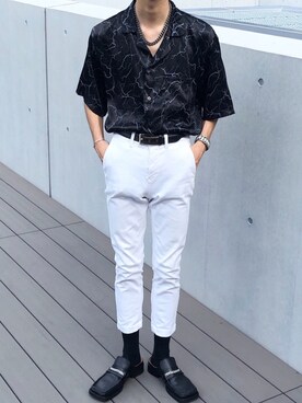 「MARTINE ROSE（マーティンローズ）のアイテム（その他シューズ）」を使った、Kosei Yutakaさん（メンズ・171cm）の秋コーディネート