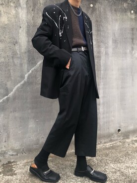 「MARTINE ROSE（マーティンローズ）のアイテム（その他シューズ）」を使った、Kosei Yutakaさん（メンズ・171cm）の秋コーディネート