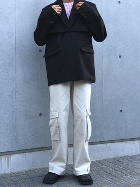 「MARTINE ROSE（マーティンローズ）のアイテム（その他シューズ）」を使った、Kosei Yutakaさん（メンズ・171cm）の秋コーディネート