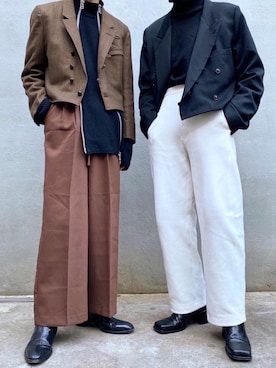 「Yves Saint Laurent（イヴサンローラン）のアイテム（ブーツ）」を使った、Kosei Yutakaさん（メンズ・171cm）の冬コーディネート