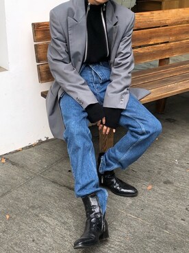 「Yves Saint Laurent（イヴサンローラン）のアイテム（ブーツ）」を使った、Kosei Yutakaさん（メンズ・171cm）の春コーディネート