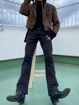 「Yves Saint Laurent（イヴサンローラン）のアイテム（ブーツ）」を使った、Kosei Yutakaさん（メンズ・171cm）の春コーディネート