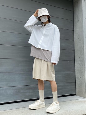「CASPER JOHN AIVER（キャスパージョンアイバー）のアイテム（帽子）」を使った、Kosei Yutakaさん（メンズ・171cm）の夏コーディネート
