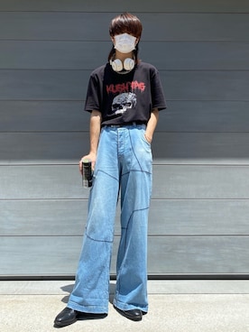 「Yves Saint Laurent（イヴサンローラン）のアイテム（ブーツ）」を使った、Kosei Yutakaさん（メンズ・171cm）の夏コーディネート