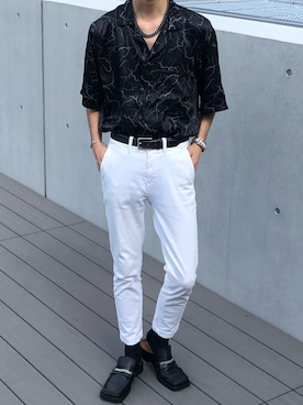 「MARTINE ROSE（マーティンローズ）のアイテム（シューズ）」を使った、Kosei Yutakaさん（メンズ・171cm）の夏コーディネート