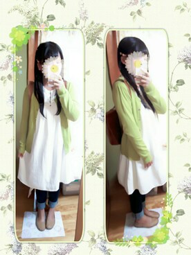 「アイテム（バレッタ/ヘアクリップ）」を使った、もも＊さん（レディース・156cm・10代）の秋コーディネート
