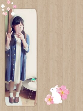 「ふんわり」｜「アイテム（シャツワンピース）」を使った、もも＊さん（レディース・156cm）の春コーディネート