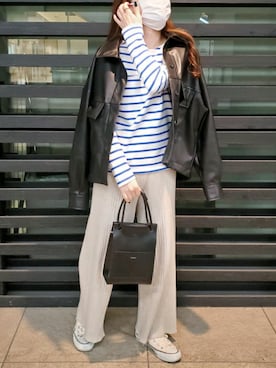 「おちびさん」｜「アイテム（トートバッグ）」を使った、no4183 さん（レディース・155cm）の春コーディネート