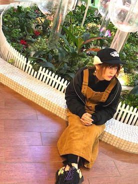 「サロペットスカート」｜「アイテム（MA-1）」を使った、りささん（レディース・150cm）の冬コーディネート