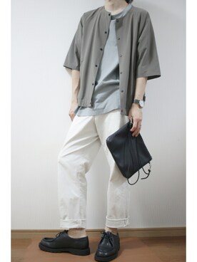 「ノーカラーシャツ」｜「アイテム（アナログ腕時計）」を使った、ten_2_lowさん（メンズ・175cm）の夏コーディネート
