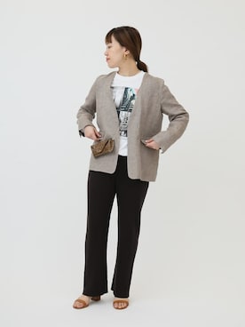「JOURNAL STANDARD relume（ジャーナルスタンダード　レリューム）のアイテム（ノーカラージャケット）」を使った、w.ikedaさん（レディース・165cm）の冬コーディネート