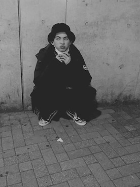 「monomania（モノマニア）のアイテム（パンツ）」を使った、☺︎NAOYA☺︎さん（メンズ・174cm）の冬コーディネート